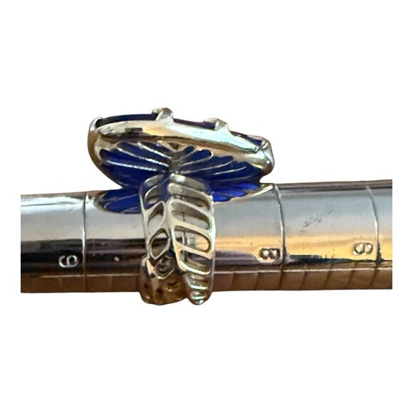 Kendra Scott Ring Jolie Cobalt Blue Cat’s Eye Sz 7 Gold Plated Leaf Filigree - Picture 4 of 5